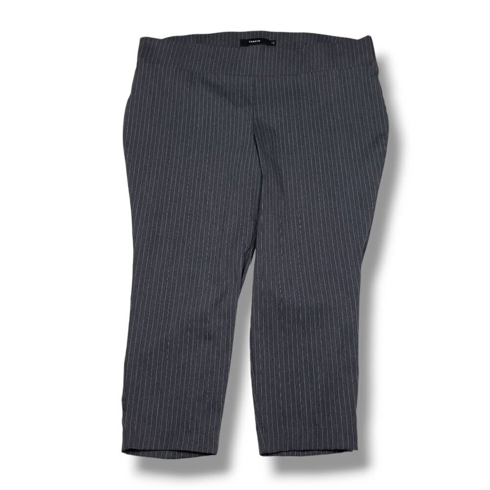 Torrid Pinstripe Pixie Pants Womens 4X Grey Ponte Skinny Cropped‎